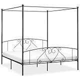 ZEYUAN Himmelbett-Gestell, Bett, Bettgestell, Jugendbett, Schlafzimmer Bett, Schlafzimmer Komplett, Bed Fram, Grau Metall 200 x 200 cm