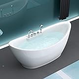 Mai & Mai Freistehende Badewanne 180x80cm Oval inkl. Armatur Farbe:Weiß Material:Sanitäracryl V603