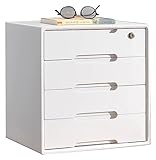 TUBBEK Aktenschrank Büroschubladen Massivholz Aufbewahrungsbox Schreibtisch Organizer Schublade Flacher Aktenschrank Schule Bürobedarf Schreibtischzubehör - (Farbe: Grauer Wolf, Größe: 4 Ebenen)