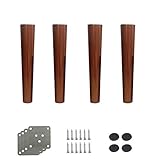 Strapazierfähiges Set 4 Massivholz-Möbelbeinen, konische Sofa-Ersatzbeine, Gummi-Holz-Schrankfüße, for Couch, Bett, Ottomane, Sessel, Liege, Tischkommode, Hardware-Zubehör, Nussbaum wanhuowang ( Color
