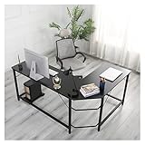 HARAY PC-Schreibtische L-förmiger Desktop Pc. Schreibtisch Startseite Studie Büromöbel Laptop Workstation Ecktisch Schreibtisch, einfach zu montieren, 3 Farben Büroarbeitsplatz (Color : Schwarz)