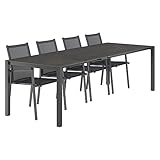 OUTLIV. Kobe Gartenmöbelset 5-TLG. für Garten, Balkon oder Terrasse, mit Stapelsessel und Ausziehtisch 160/217/267x91 cm, Dining-Set