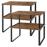 JS NOVA JUNS CADUKE Set mit 4 Thekenregalen Küche stapelbares Schrankregal Holzorganisator Erweiterbare Thekenregale Braune Badezimmerthekenorganisator