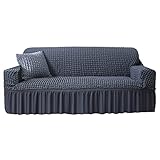 NAKIHOUSE Sofa Überwürfe Sofabezug 3 Sitzer Elastischer Grau Couchbezug Sofahusse Antirutsch Sofabezüge Sofa Abdeckung Stretch Couch Überzug Sofa Hussen mit 1 Kissenbezug