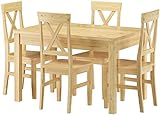 Erst-Holz® Klassische Essgruppe mit Tisch 80x120cm und 4 Stühle Kiefer Massivholz 90.70-51 A-Set 23