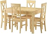 Erst-Holz® Klassische Essgruppe mit Tisch 80x120cm und 4 Stühle Kiefer Massivholz 90.70-51 A-Set 23