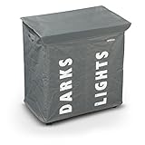 ambico Wäschesammler KJER aus Polyester Wäschekorb mit 2-Fächern, 55x36x55 cm, Wäschetonne, Wäschebox