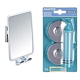 WENKO Vacuum-Loc Antibeschlagspiegel Quadro, beschlagfreier Duschspiegel, Rasierspiegel & Vacuum-Loc Adapter Premium/Classic/Style, Befestigen ohne Bohren