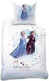 BERONAGE Disney Frozen 2 Kinder-Bettwäsche Die Eiskönigin Adventure 135 x 200 cm + 80 x 80 cm - 100% Baumwolle Renforcé-Linon-Qualität Anna ELSA Olaf Sven Kristoff Deutsche Größe Reißverschluss