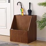 WDJBPSH Schirmständer Wood Umbrella Stand Rack for entryway, Retro Double Compartment Organizer Holder with Drip Tray, Office/Hotel/Home/Nursery Decor (Color : Style -1)