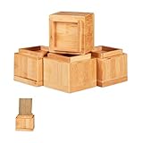 Relaxdays Möbelerhöher 4er Set, Erhöhung um 8,5 cm, für Tische, Stühle und andere Möbel, HxBxT 10x11,5x11,5 cm, Natur, 4 Stück, 4