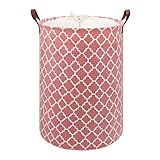 Wharick Wäschekorb mit Griff, Kordelzug, großes Fassungsvermögen, Wäschekorb für Steppdecken, Kleidung, Aufbewahrungstasche, Haushaltswäsche, Organizer, Zubehör, Rosa, L