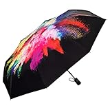 VON LILIENFELD Regenschirm Taschenschirm UV-Schutz durch UPF 50+ Auf-Zu-Automatik Sturmfest Fiberglas Leicht Schirmtasche Farbfeuerwerk Donna