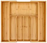 VaeFae Bambus-Schubladen-Organizer, erweiterbarer Besteck-Organizer und Besteckkasten, Holz-Schubladenteiler, Organizer für Küchenutensilien und Besteck (4–6 Fächer)