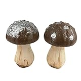 Werner Voss GmbH 2X Keramik Pilze Braun Glimmer 16cm Weihnachtsdeko Weihnachten Dekoration Advent Herbstdeko Country Home