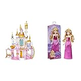 Hasbro Disney Prinzessinnen Festtagsschloss, Puppenhaus mit Musik und Lichtershow & Disney Princess F0899 Disney Prinzessin Schimmerglanz Aurora Puppe, Modepuppe mit Rock und Accessoires