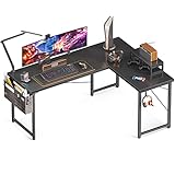 ODK Gaming Tisch, Eckschreibtisch, Gaming Schreibtisch mit Monitorablage, platzsparender Schreibtisch, einfach zu montieren, 146×120cm, Schwarz