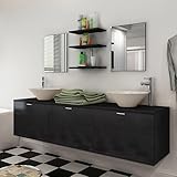UYSELA Home Sets mit 10-teiligem Badmöbel-Set mit Waschbecken und Wasserhahn, Schwarz