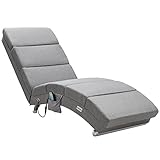 Casaria Relaxliege XXL Massage Heizfunktion 186x89x55cm Ergonomisch Stoff Gepolstert 180kg Belastbarkeit Wohnzimmer Innen Chaiselongue Relaxsessel Grau