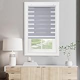 Vertikaljalousie 35 x 160 cm Doppeltes Tuch, Schutz der Privatsphäre Faltrollo Plisseerollo mit Verstellbarer Kette für Fenster oder Tür, Badezimmer, Hellgrau