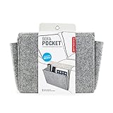 Kikkerland Sofatasche, einfache Aufbewahrung für Magazine und Fernbedienung auf der Couch, Polyester, grau, Einheitsgröße