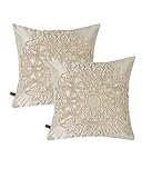 HAMUR HOME 2er Set Kissenbezüge 45x45 cm Boho Dekokissen Kissenbezug Sofakissen Dekorativ Couchkissen Kissenhülle Zierkissenbezug Set Kissen für Wohnzimmer Schlafzimmer (Pretty, Beige)