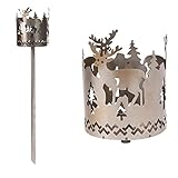 Novaliv Gartenfackel für draußen Motiv Hirsch - Rost Lampe Gartenbeleuchtung- Holzspäne mit Wachs - Schwedenfackel Pelletfackel Feuersäule Flammschalen Wachsfackel Gartenleuchte