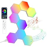 LED Sechseck Gaming Wandleuchte 8pcs Hexagon RGB Panel - Sechseck Waben Wall Light Musik Sync Deko Hexa Wandbeleuchtung Smart Sechseckige Gamer Room Deko Modular Lampe