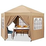 YUEBO Pavillon mit Hexagonal Shape Popup Faltpavillon 3.6x3.0m Pavillon Wasserdicht Faltbar Gartenpavillon Partyzelt Festzelt mit 6 Seitenteilen