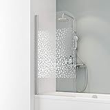 Schulte D1650 Duschwand Komfort, 80 x 140 cm, 5 mm Sicherheitsglas Terrazzo chrom, chromoptik, Duschabtrennung für Badewanne