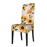 TROONZ Stuhlbezug, Vintage-Sonnenblumen-Blumen-Aquarell, Esszimmerstuhlbezug, Sitzschutz, Stretchbezug für Küche, Hotel, Esszimmer