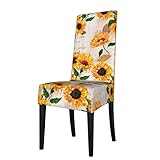 TROONZ Stuhlbezug, Vintage-Sonnenblumen-Blumen-Aquarell, Esszimmerstuhlbezug, Sitzschutz, Stretchbezug für Küche, Hotel, Esszimmer