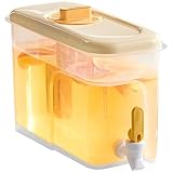 Supatmul Getränkespender mit Zapfhahn, 4L Getränkespender Milchspender Kühlschrank Wasserspender mit Wasserhahn, Kunststoff Saftspender Limonadenspender Nachfüllbarer Eiswassereimer für Kühlschrank