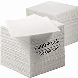 Weiße Servietten Papierservietten [5000-Pack] (30 x 30 cm) 1-lagige starke Papierservietten, superweiche Papiertücher, Cocktailservietten, Einwegservietten