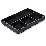 Duendhd Schreibtisch-Schubladen-Organizer mit 4 Fächern, PU-Leder, Schubladen-Organizer, Trennwand für Büro, Schreibtisch, Zubehör, Aufbewahrung, Schwarz