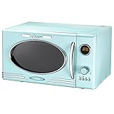 Melissa 16330131 Retro Mikrowelle/900 Watt/23 Liter Garraum,Design Mikrowelle mit Grill/Peppermint Baby Blau