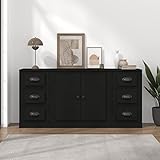 Tidyard 3 STK. Sideboard Kommode Anrichte Schrank Beistellschrank Mehrzweckschrank Standschrank Holzwerkstoff Schwarz