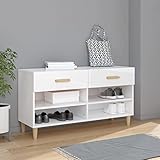 FAMIROSA Schuhschrank Hochglanz-Weiß 102x35x55 cm Holzwerkstoff-2822