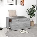 Tidyard Flurbank Bank Sitzbank Sitzkommode Schuhbank Truhenbank Sitztruhe Flurschrank Schuhtruhe Sitzhocker Betthocker Garderobenbank Beistellbank Wohnzimmer Flur 80x40x45 cm Grau Sonoma Holzwerkstoff