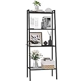 Badregal Regal mit 4 Ablagen Pflanzenregal Standregal Bücherregal Aufbewahrungsregal 35T x 60B x 147H cm schwarz