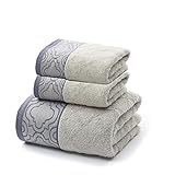 SFMZCM Weiche Handtücher Set 100% Baumwolle Handtücher sehr saugfähig Hotelqualität für Badezimmer Grau, Braun, Dunkelblau (Farbe: D, Größe: Hellgrau)