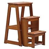 KAEREL Barhocker 3-stufiger klappbarer Tritthocker Leiterstuhl Schuhbank Holzregal für die Küche Dekorativer ausgefallener Tritthocker Tragfähigkeit 300 lbs
