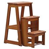 KAEREL Barhocker 3-stufiger klappbarer Tritthocker Leiterstuhl Schuhbank Holzregal für die Küche Dekorativer ausgefallener Tritthocker Tragfähigkeit 300 lbs