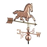 Relaxdays Wetterfahne Pferd, Metall, Windrichtungsanzeiger fürs Dach, Garten, Windfahne mit Himmelsrichtungen, Kupfer