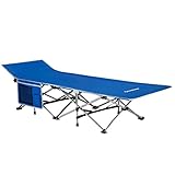 KingCamp Feldbett XL Outdoor Camping Liege Klappbett Gäste Bett Stahl 190x67 cm Silver/Royal Blue