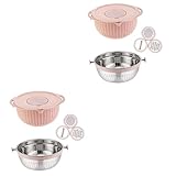 Luxshiny 2 Sets 7-Teiliger Abflusskorb Reibe Kunststoff-Sieb Wäschekorb-Set Käsereibe Doppelter Abflusskorb Schüssel Edelstahl Abflusskorb Küchensieb Schüssel Waschsieb Rosa