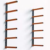 Bora Holzregal und Holzregal aus Metall mit 6 Ebenen Wandhalterung, für den Innen- und Außenbereich, in Orange | PBR-001