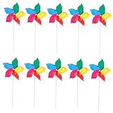 Toddmomy 10 Stück Bunte Windmühle Outdoor-Dekoration Handdekoration Blumenspielzeug Kinder-Windmühlen-Spielzeug Regenbogen-Windmühle Kindergarten-Party-Dekoration Handgehaltene