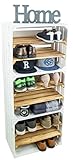 3 x Schuhschrank Schuhregal Weinregal Weinschrank Schuhschrank für 18 Paar Schuhe als Schuhständer Schuhaufbewahrung stabiles Regal in Obstkisten Optik (3er set weiss / geflammte Mittelbretter)