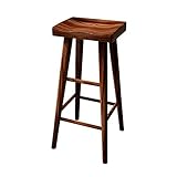 Barhocker, Barhocker, Drehhocker, Barhocker im nordischen Stil, Massivholzstuhl, einfacher Esszimmerstuhl für Zuhause, mit Fußstütze, Walnussfarbe, Haltbarkeit (Größe: 75 cm), Jede Familie
